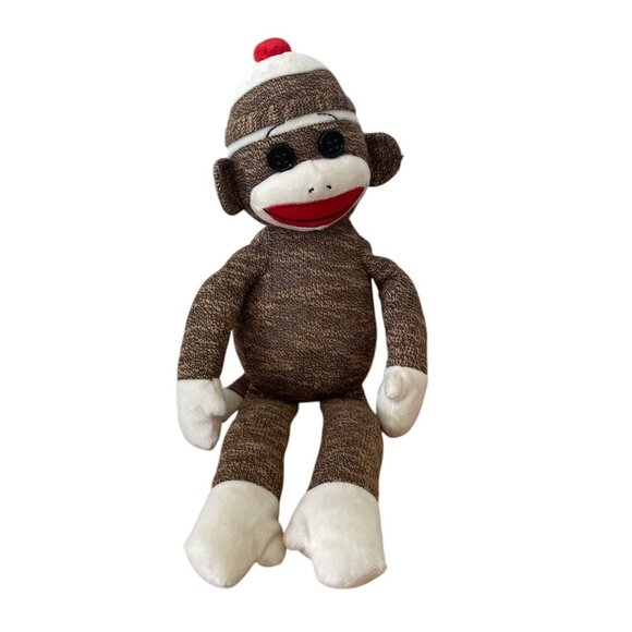 Ty Beanie Buddies Socks the Sock Monkey Plush Brown 2011 Knit Toy 16 Inch - Picture 1 of 8